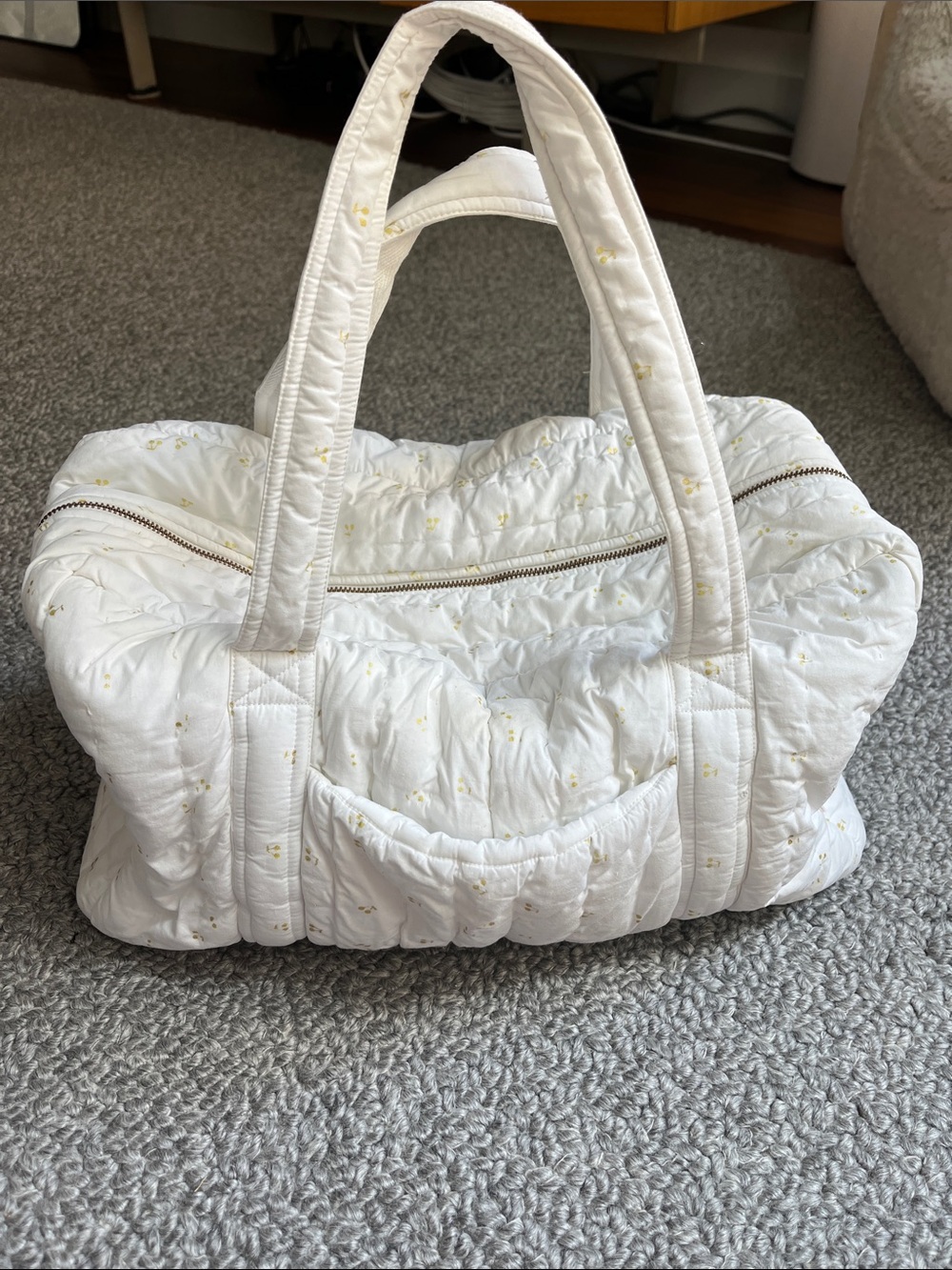 Bonpoint Quilted White Diaper Bag